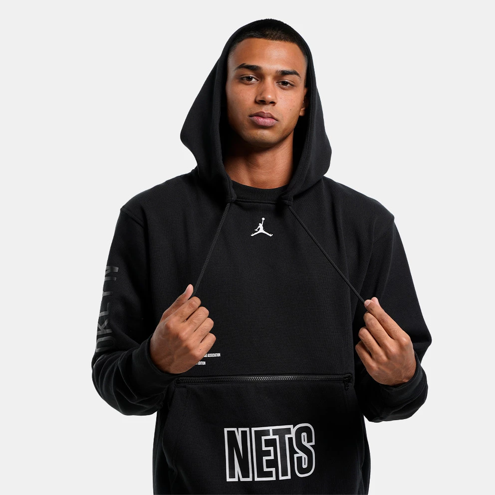 Jordan Brooklyn Nets Fleece Ανδρική Μπλούζα με Κουκούλα Black - Image 3