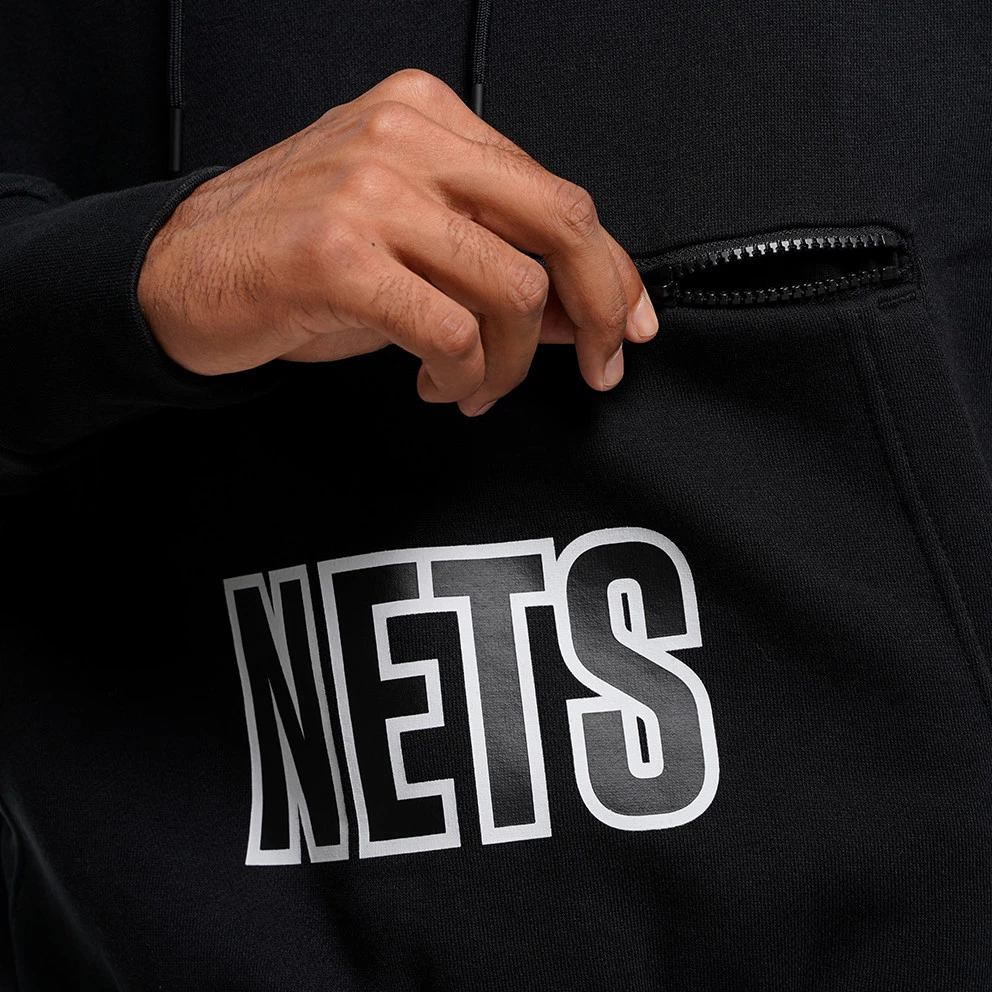 Jordan Brooklyn Nets Fleece Ανδρική Μπλούζα με Κουκούλα Black - Image 4