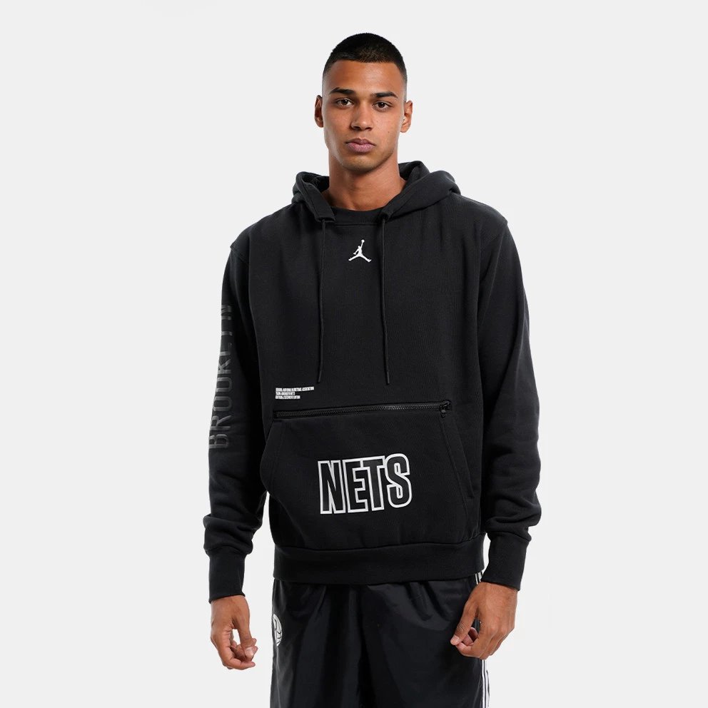 Jordan Brooklyn Nets Fleece Ανδρική Μπλούζα με Κουκούλα Black