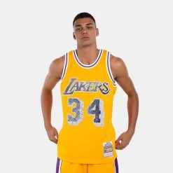 Mitchell & Ness 75Th Anniversary Los Angeles Lakers Shaquille O' Neal 1996-97 Jersey LIGHT GOLD