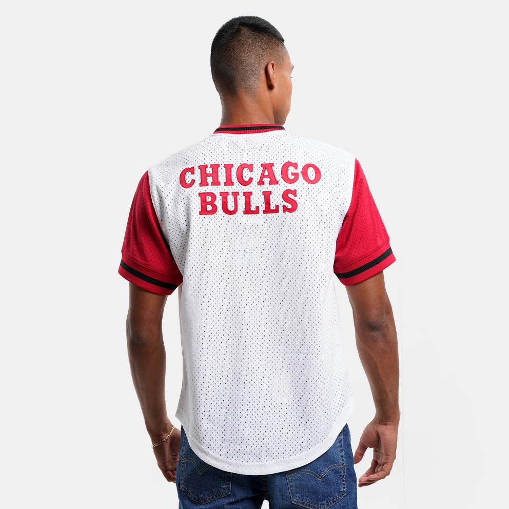 Mitchell & Ness Fashion Mesh V-Neck Chicago Bulls Ανδρικό T-shirt WHITE - Image 2
