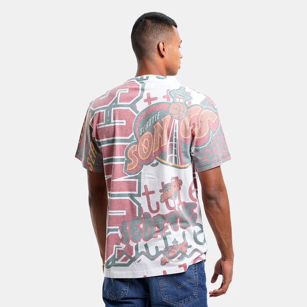 Mitchell & Ness Jumbotron 2.0 Sublimated Seattle Supersonics Men's T-Shirt WHITE - Image 2