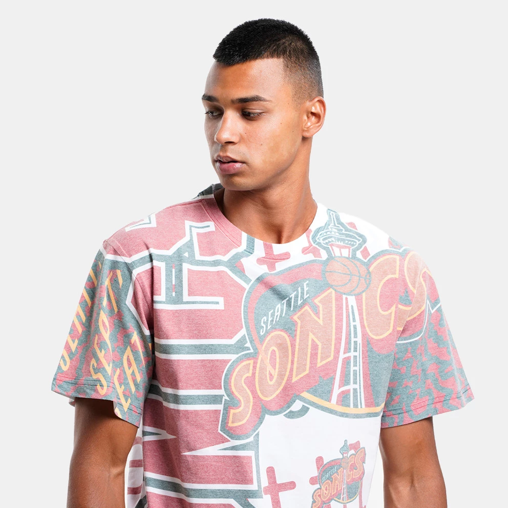 Mitchell & Ness Jumbotron 2.0 Sublimated Seattle Supersonics Men's T-Shirt WHITE - Image 3