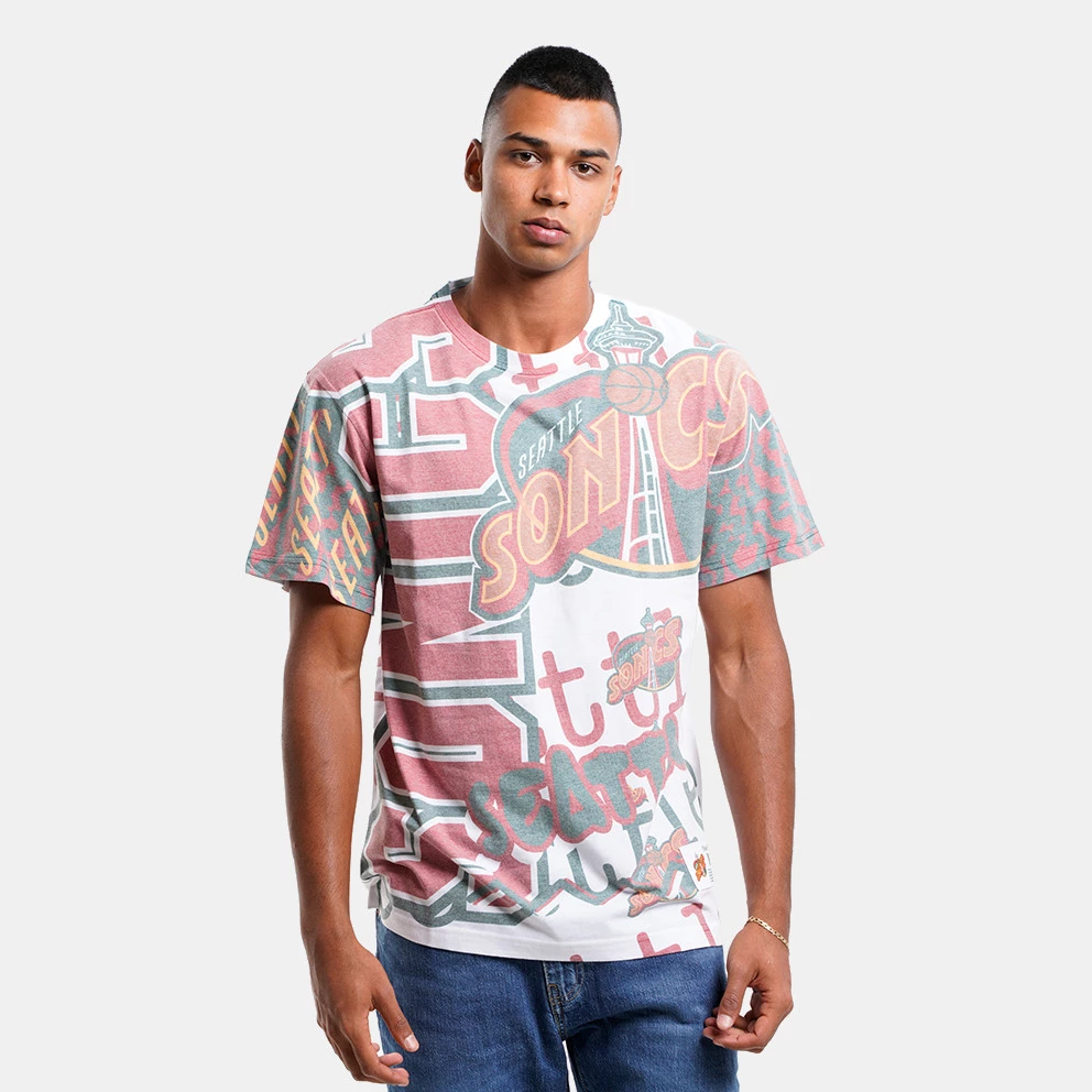 Mitchell & Ness Jumbotron 2.0 Sublimated Seattle Supersonics Men's T-Shirt WHITE - Image 4