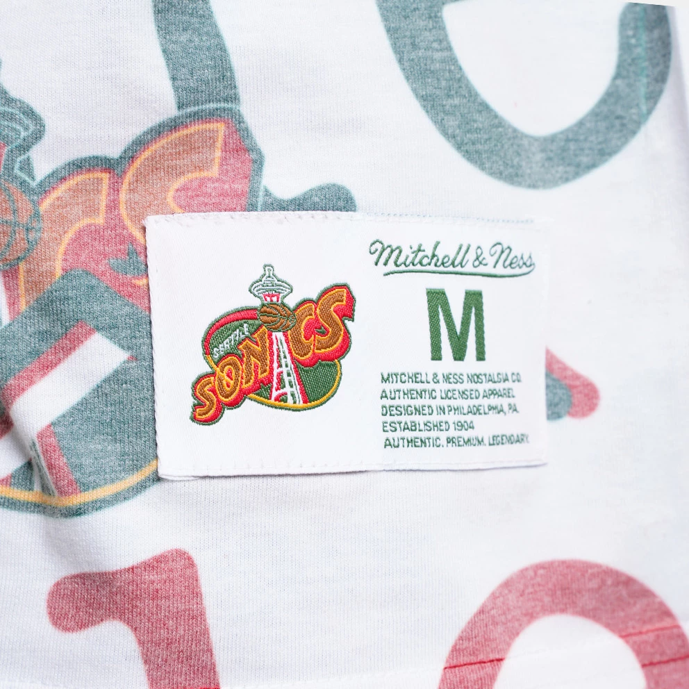 Mitchell & Ness Jumbotron 2.0 Sublimated Seattle Supersonics Men's T-Shirt WHITE - Image 5