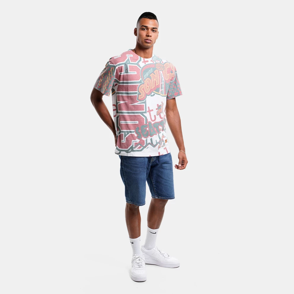 Mitchell & Ness Jumbotron 2.0 Sublimated Seattle Supersonics Men's T-Shirt WHITE - Image 6