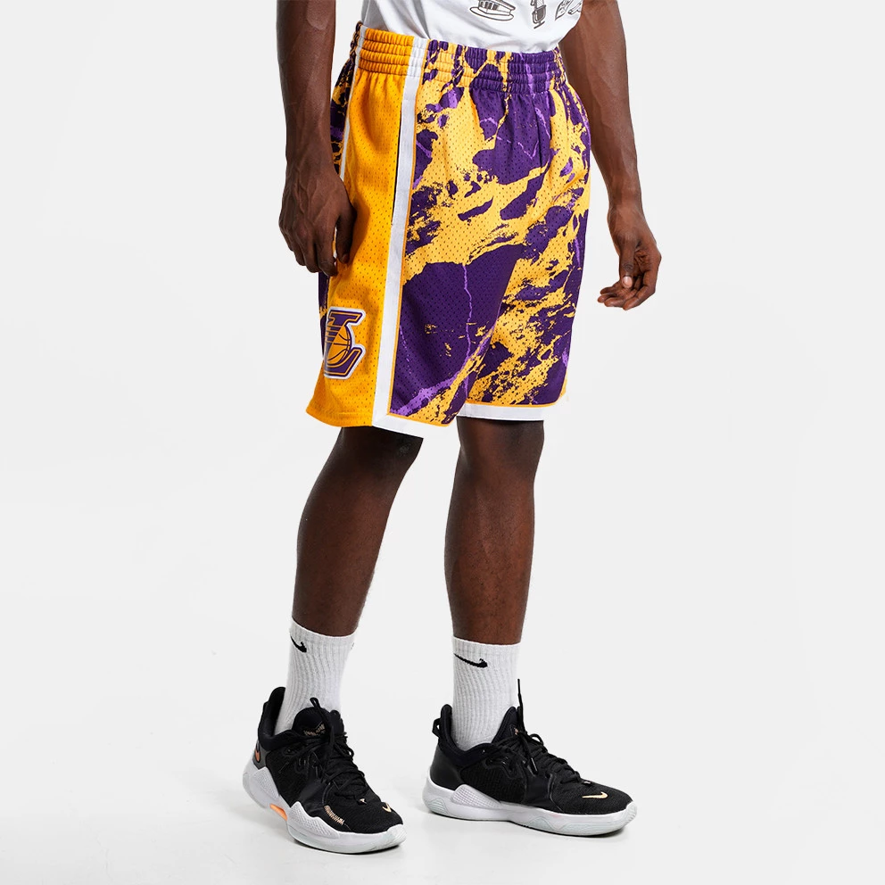 Mitchell & Ness Team Marble Los Angeles Lakers Swingman Ανδρικό Σορτς Pattern / Purple - Image 3