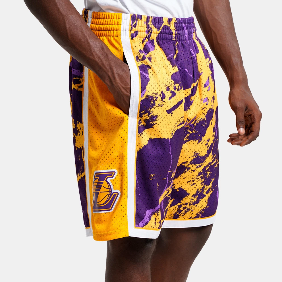 Mitchell & Ness Team Marble Los Angeles Lakers Swingman Ανδρικό Σορτς Pattern / Purple - Image 4