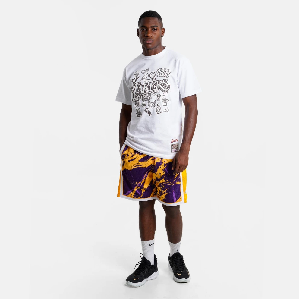Mitchell & Ness Team Marble Los Angeles Lakers Swingman Ανδρικό Σορτς Pattern / Purple - Image 5