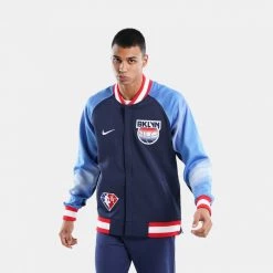 Nike Dri-FIT NBA Brooklyn Nets Showtime City Edition Ανδρική Ζακέτα COLLEGE NAVY/UNIVERSITY RED/WHITE