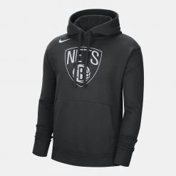 Nike NBA Brooklyn Nets Fleece Ανδρική Μπλούζα με Κουκούλα BLACK