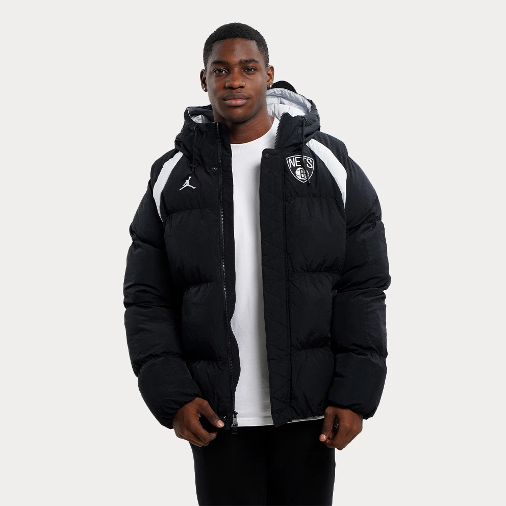 Nike Jordan NBA Brooklyn Nets Ανδρικό Μπουφάν BLACK/PURE PLATINUM - Image 4