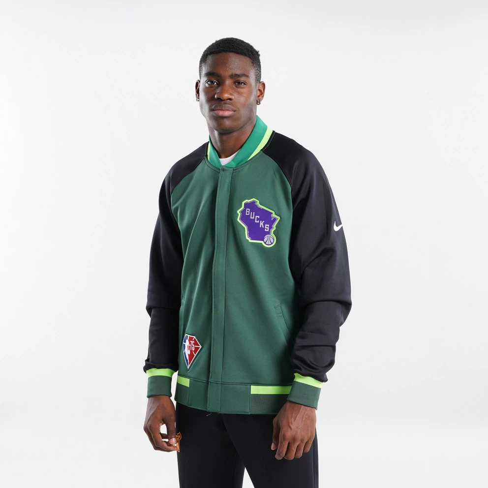 Nike Milwaukee Bucks Showtime City Edition Ανδρική Ζακέτα FIR/BLACK/WHITE - Image 2