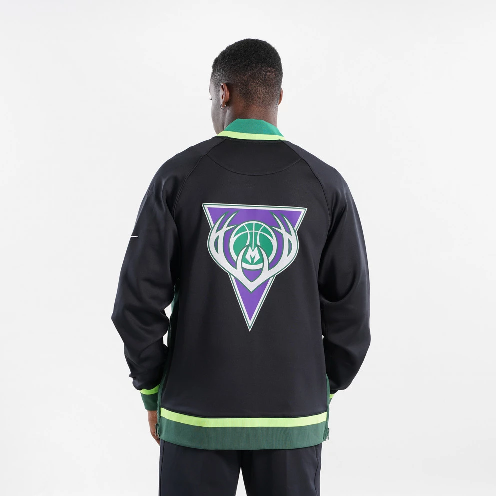 Nike Milwaukee Bucks Showtime City Edition Ανδρική Ζακέτα FIR/BLACK/WHITE - Image 3