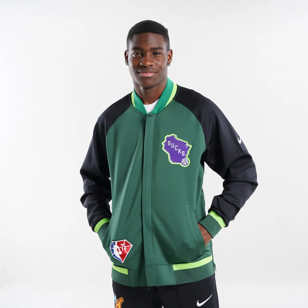 Nike Milwaukee Bucks Showtime City Edition Ανδρική Ζακέτα FIR/BLACK/WHITE - Image 4