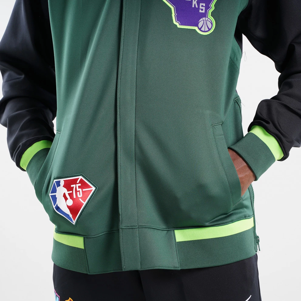 Nike Milwaukee Bucks Showtime City Edition Ανδρική Ζακέτα FIR/BLACK/WHITE - Image 7