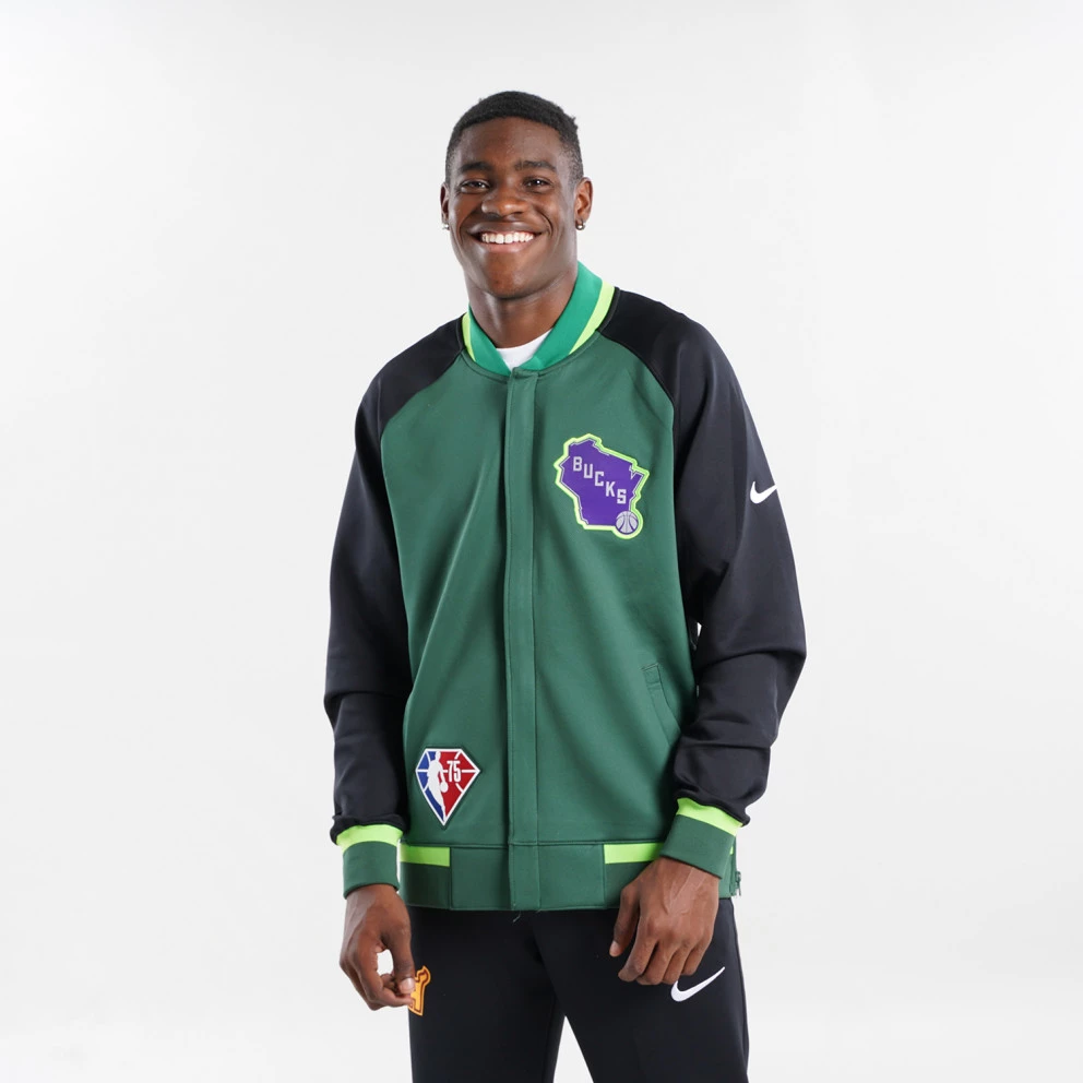 Nike Milwaukee Bucks Showtime City Edition Ανδρική Ζακέτα FIR/BLACK/WHITE - Image 8