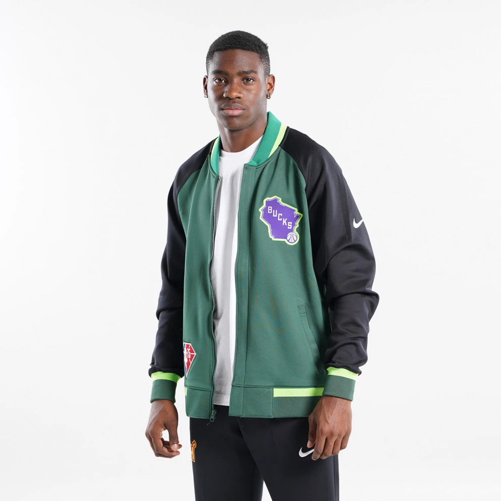 Nike Milwaukee Bucks Showtime City Edition Ανδρική Ζακέτα FIR/BLACK/WHITE