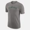 Nike NBA Milwaukee Bucks Ανδρικό T-Shirt DK GREY HEATHER