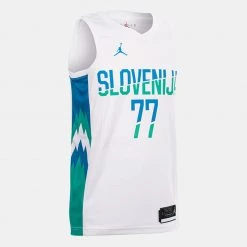 Nike Slovenia Limited Home Jersey Luka Doncic WHITE/KINETIC GREEN/NEPTUNE BLUE/(NEPTUNE BLUE)