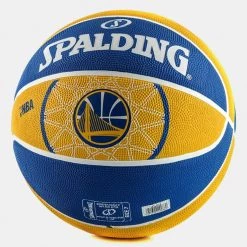 Spalding Nba Team Rubber Basketball-Warriors ΜΠΛΕ-ΚΙΤΡΙΝΟ